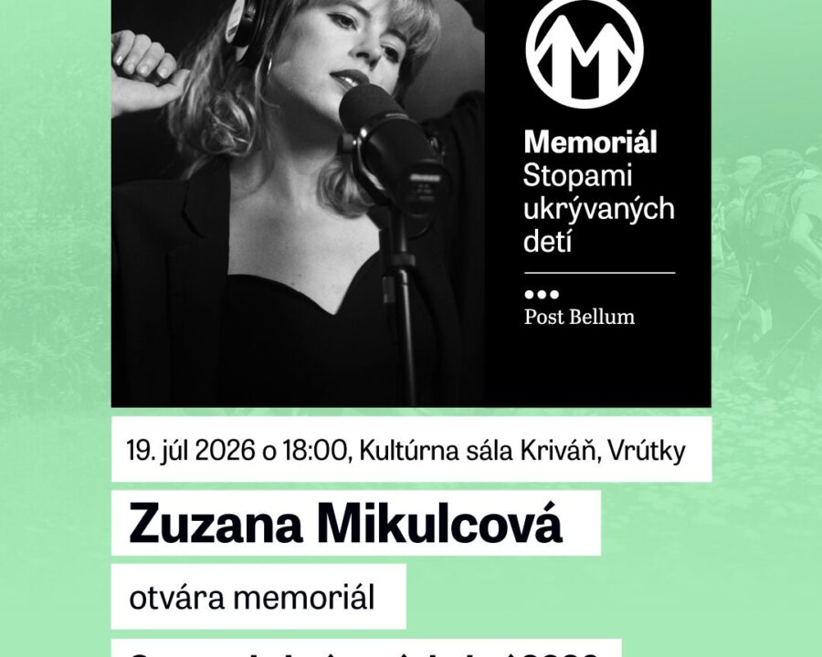 Memoriál Stopami ukrývaných detí 2026 otvorí Zuzana Mikulcová